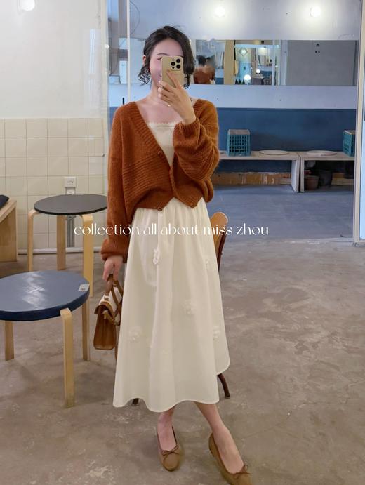 巴黎漫步 | 手工缝立体花朵 府绸法式小白裙 珍珠白 商品图4