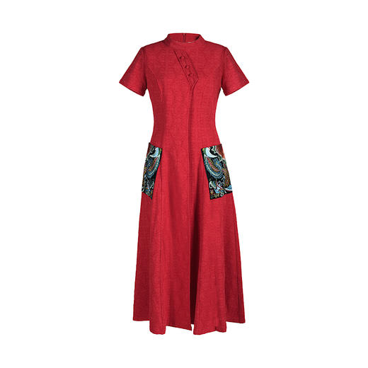 飞琼绣花复古连衣裙 | 长短袖可选 | 藏蓝色 黄色 红色 商品图11