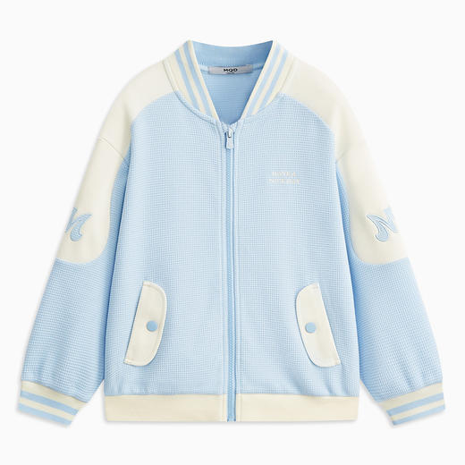 【MQD】童装女童外套春秋新款软糯华夫格学院风儿童棒球服外套 商品图0