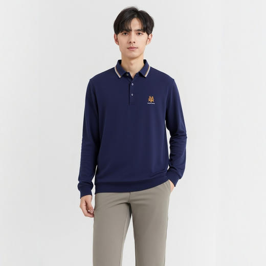 圣得西长袖T恤男2025年秋季新款商务休闲翻领时尚印花polo衫男士 商品图3