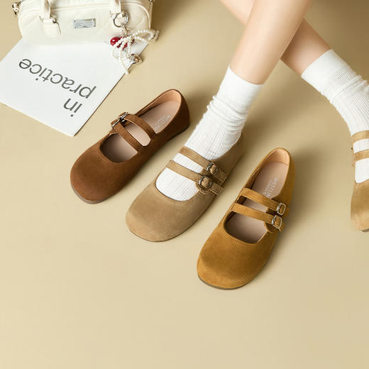 西遇玛丽珍勃肯鞋女新款春夏复古配裙小皮鞋圆头平底软底单鞋V0556476 商品图0