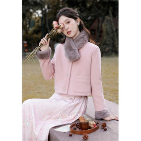 鹿向南《落樱吹雪》秋冬优雅气质v领毛衣新款宽松绑带针织开衫女L33123+L33125