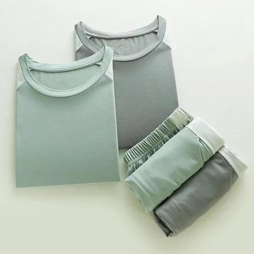 weyo男款冰丝棉撞色插肩短袖短裤套装休闲舒适家居服2576 商品图1