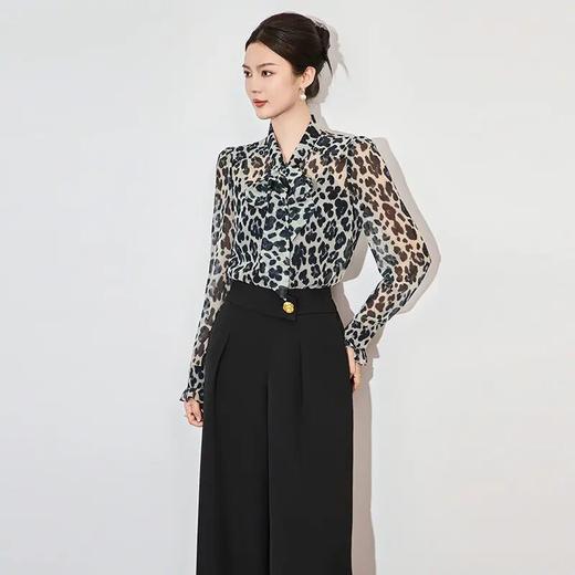 【高货wl】全新升级【铂金会员220/天猫299/差价79】(02957) 洛诗琳法式复古印花雪纺系带领女衬衫时尚感气质长袖女 商品图0
