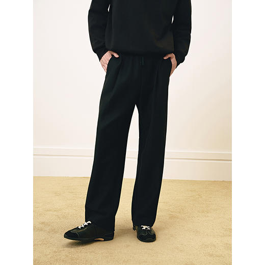 【粗斜纹】GXG男装 黑色宽松直筒休闲裤男士时尚通勤长裤25春热卖 商品图2