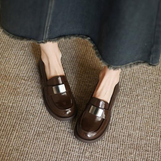 【手工女鞋复古港风乐福鞋】 真皮气质2025新款圆头单鞋女3CM软底-CC 商品图2