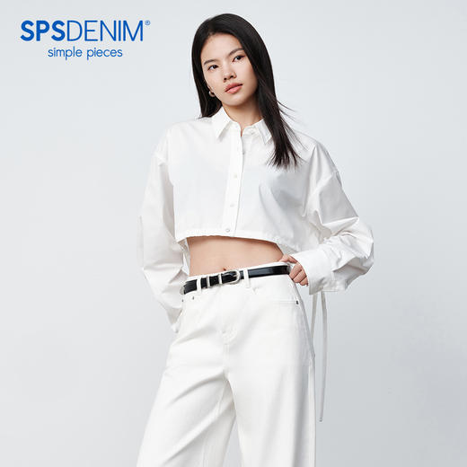 simplepieces女春季新品SPS衬衫短款收腰抽绳衬衫 商品图0