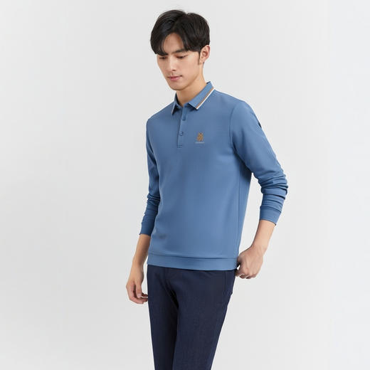 圣得西长袖T恤男2025年秋季新款商务休闲翻领时尚印花polo衫男士 商品图1
