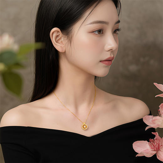 【热卖臻品】芳华-美人如花 莲花黄金项链足金镶嵌钻石套链女士礼物MEMORA诗普琳LN525501、LN525502 商品图1