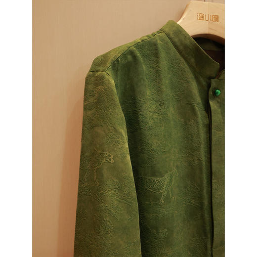 【抖音专属】新中式男衬衣（25710902-松绿-奢定款） 商品图0