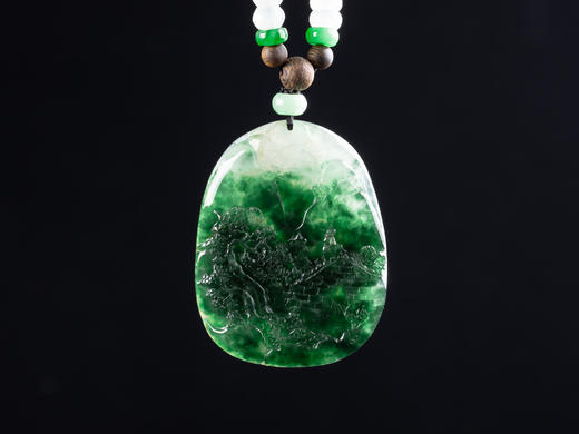 XY0062原创沉香+翡翠蓝底山水牌 商品图3