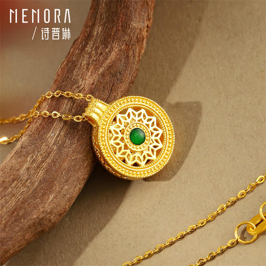 【热卖臻品】芳华-美人如花 莲花黄金项链足金镶嵌钻石套链女士礼物MEMORA诗普琳LN525501、LN525502 商品图3