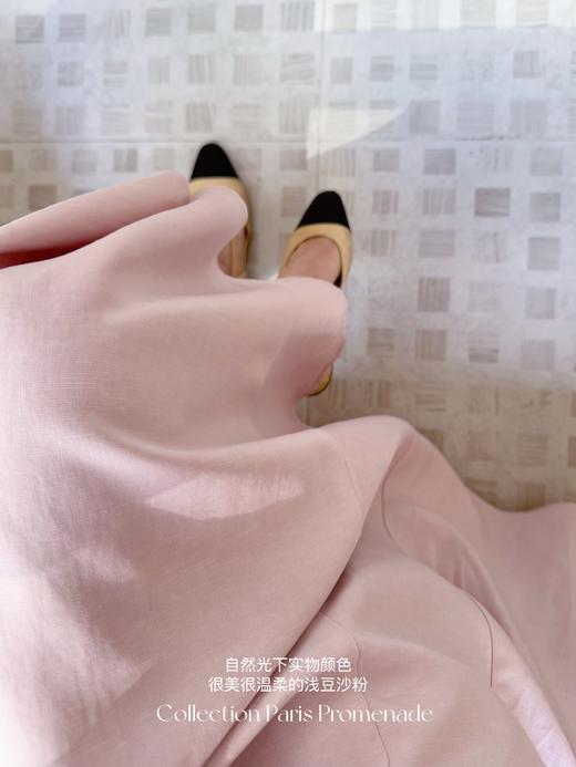 巴黎漫步 | 气质简约温柔天丝亚麻套装 衬衫+半裙 浅豆沙粉 商品图2