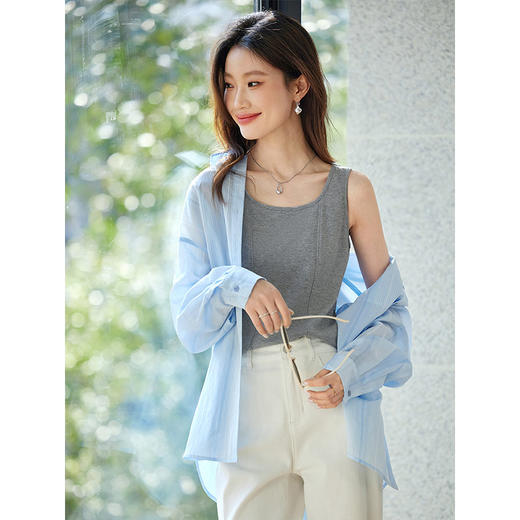 【专属特价】熙世界鱼骨线针织背心女2025春夏新款内搭无袖打底衫外穿吊带上衣 商品图3