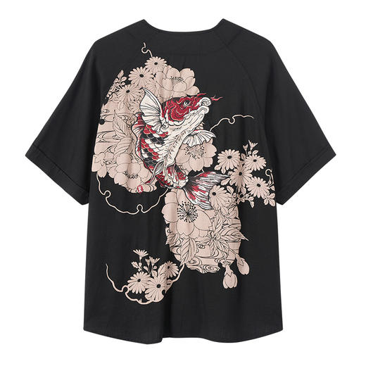 ONIARAI/鬼洗25春夏新品泥棒蓝腾鲤绣花短袖衬衫男式宽松衬衫 N740028 商品图4