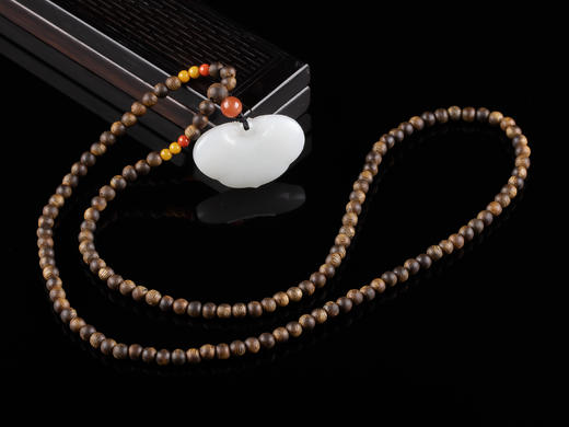 XY0030原创沉香+和田玉如意挂件 商品图0