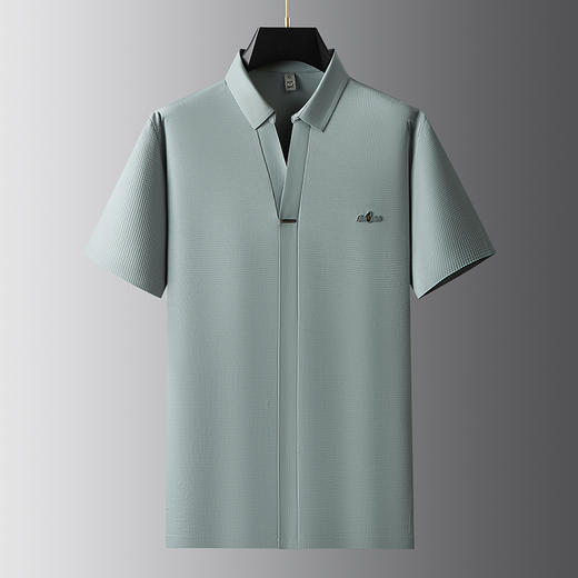 【冰丝】【封口】【DDP】大依优型大码V领短袖POLO衫弹力翻领商务休闲透气半袖夏季上衣 商品图2