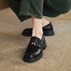 手工女鞋真皮复古英伦风粗跟乐福鞋2025新款深口圆头单鞋5CM 商品缩略图2