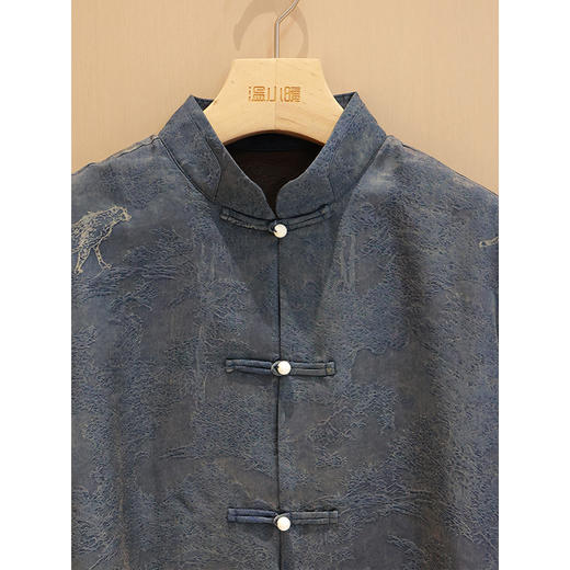 【抖音专属】新中式男衬衣（25710905帝释青-奢定款） 商品图1