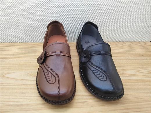 豪行新款23392638真皮低跟复古休闲女鞋单鞋皮鞋 商品图0