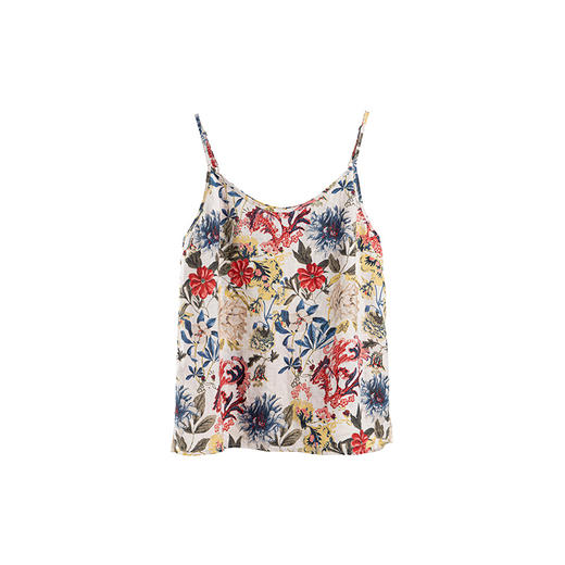 绽放旅行女装117朵/苎麻印花可调节肩带U型领复古吸汗透气吊带 商品图3