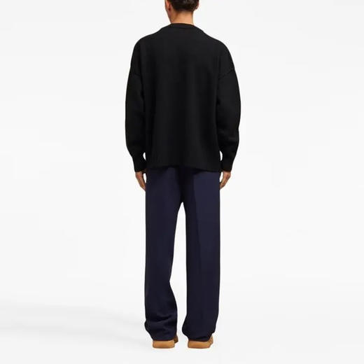 AMI 男士心形徽标嵌花羊毛针织开衫 黑色 BFUKC006 018 009 商品图2