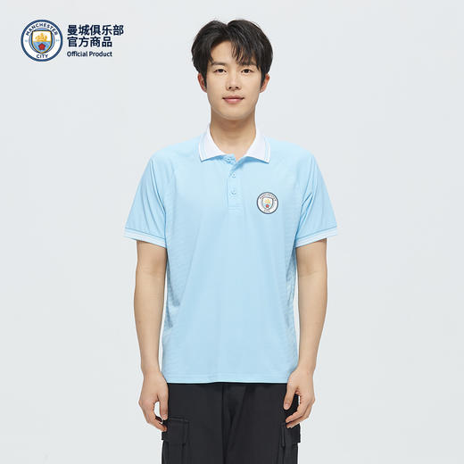 【官方正版】曼城俱乐部 | 春夏复古浅蓝印花polo领透气男女球迷 商品图1