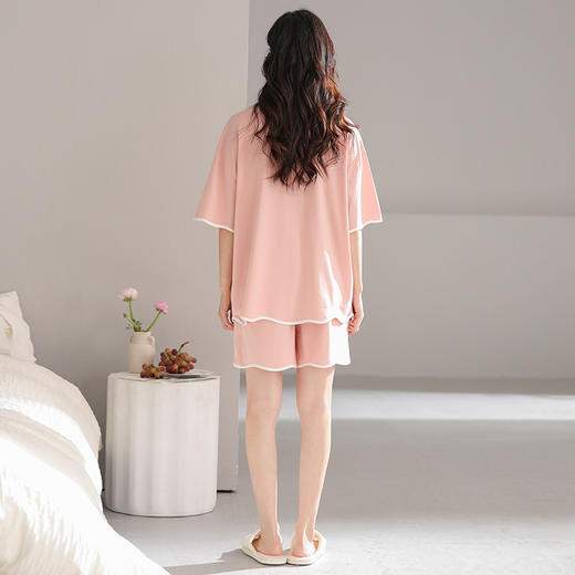 洁丽雅新款女士家居服短袖短裤套装柔软舒适吸湿透气大码外穿睡衣 商品图3