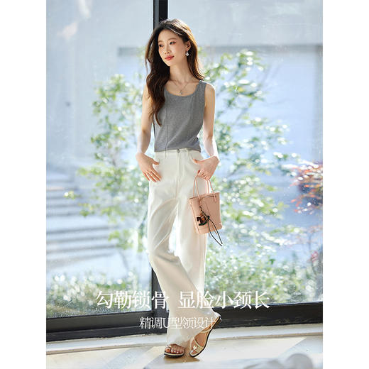 【专属特价】熙世界鱼骨线针织背心女2025春夏新款内搭无袖打底衫外穿吊带上衣 商品图2