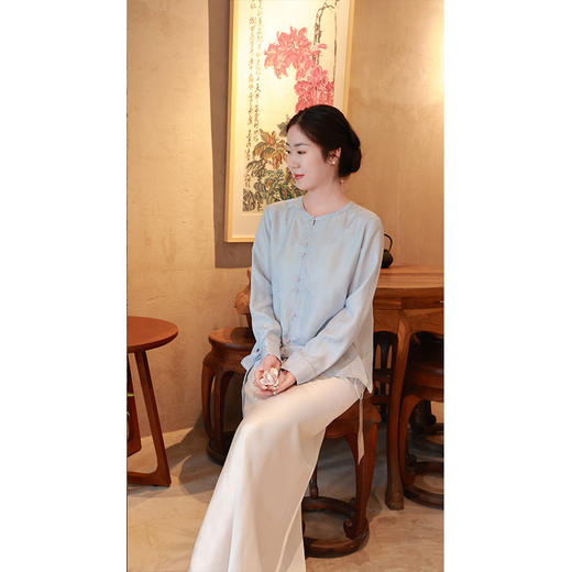 【抖音专属】新中式衬衣（25710068-青鸾-设计师） 商品图1