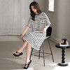 洁丽雅新款短袖睡衣条纹睡裙夏季夏天大码宽松中长款薄款外穿睡裙 商品缩略图2