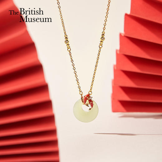 大英博物馆 东瀛系列 锦鲤上岸和田玉平安扣项链 商品图0