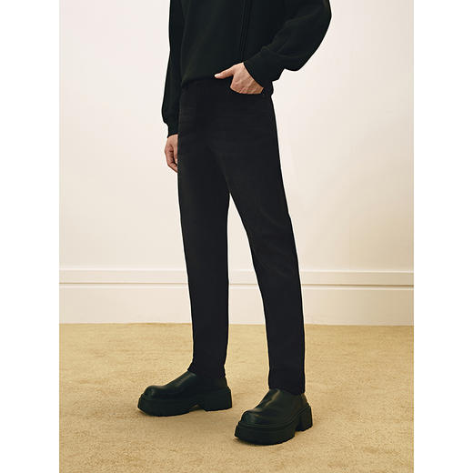 GXG男装 黑色修身牛仔裤弹力休闲裤通勤男小脚长裤 2025春季热卖 商品图3