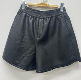 19 WS格纹百搭加绒皮短裤31030（黑）冬季310094032105