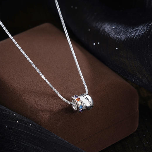 子佩集S925银【时光穿梭】项链【XL-6444】纯银原创2彩圈2502 商品图1