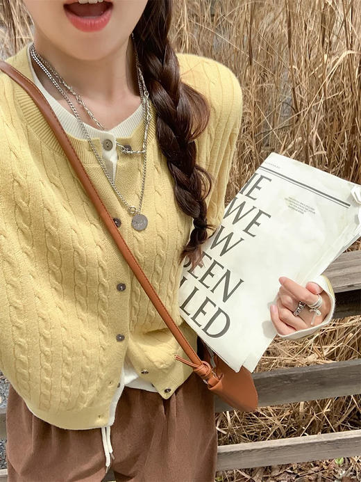 假两件麻花开衫 商品图0