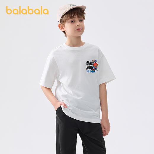 巴拉巴拉儿童短袖t恤男大童打底衫2025夏款童装速干纯棉时尚百搭 商品图2