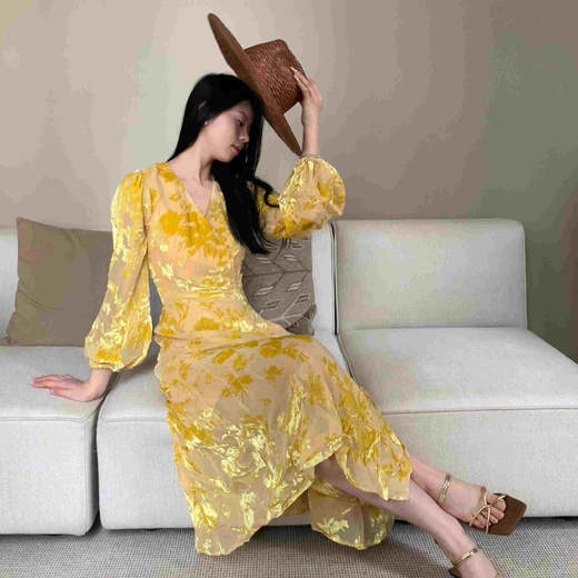 顺丰包邮洛诗琳20330春季新款重磅真丝混纺一片式裹身连衣裙10110 商品图0