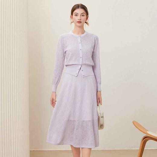 【自】全新升级【铂金会员441/天猫599/差价158】(99416) 洛诗琳2025春夏新款百搭减龄薄款针织开衫中长款半裙两件套 商品图0