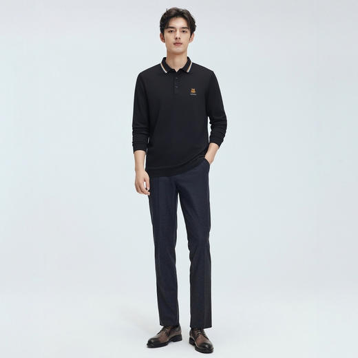 圣得西长袖T恤男2025年秋季新款商务休闲翻领时尚印花polo衫男士 商品图4