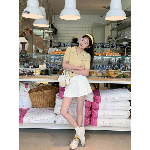 【129元任选2件】现货！3色拉链翻领针织短袖（胸口logo图案黑白灰颜色随机） 商品图4