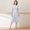 EITIE爱特爱浅蓝色丝绒绣花重工蕾丝收腰显瘦连衣裙2025夏季新款B2507630 商品缩略图1