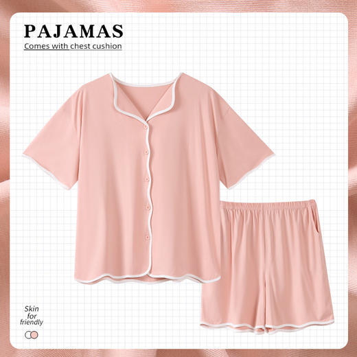 洁丽雅新款女士家居服短袖短裤套装柔软舒适吸湿透气大码外穿睡衣 商品图1