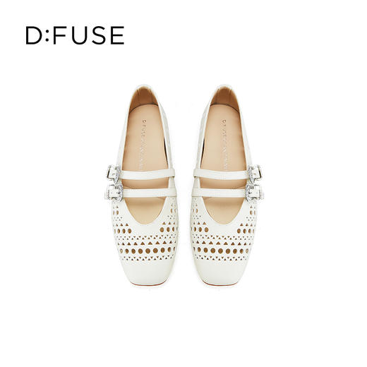 Dfuse迪芙斯2025春季新款透气平底鞋镂空方跟圆头玛丽珍洞洞鞋DFD1111002 商品图9