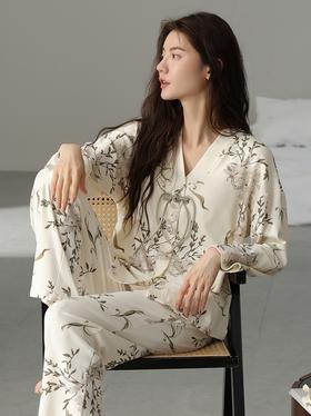 【柠可芯-国风免穿Bra家居服套装，春夏秋三季必备】十色可选 内置胸垫设计，无松紧带无束缚，升级材质，棉柔感透气亲肤高色牢度，不易褪色不起球，居家外出皆可穿