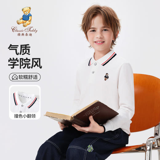 【140-170】【精典泰迪】男童春秋POLO衫儿童长袖翻领t恤 商品图6