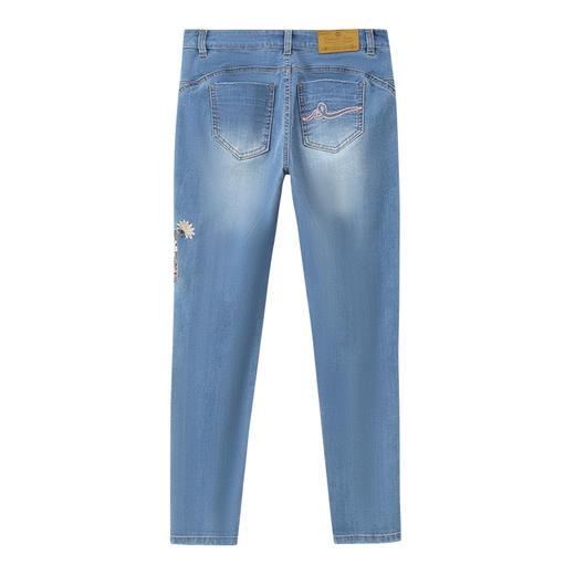ONIARAI/鬼洗25春夏新品泥棒蓝女款粉红虎绣花牛仔男友裤 25N3406 商品图4