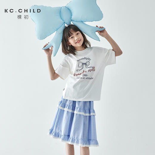 【预售5.12发】棵初 2025春夏第二波新品蝴蝶结印花短袖T恤860K256026CD 商品图0