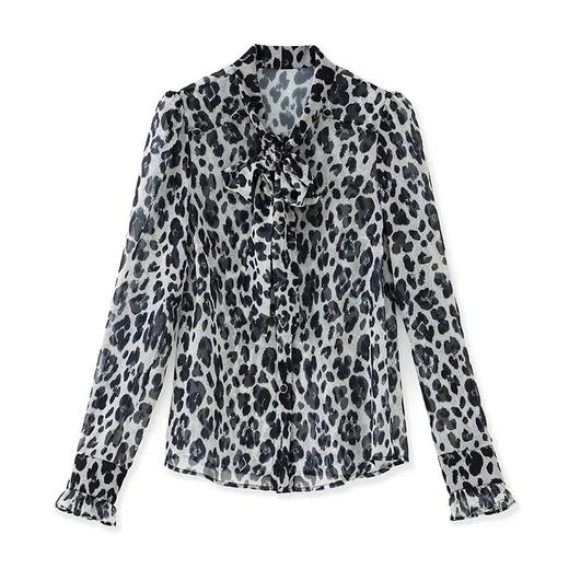 【高货wl】全新升级【铂金会员220/天猫299/差价79】(02957) 洛诗琳法式复古印花雪纺系带领女衬衫时尚感气质长袖女 商品图4