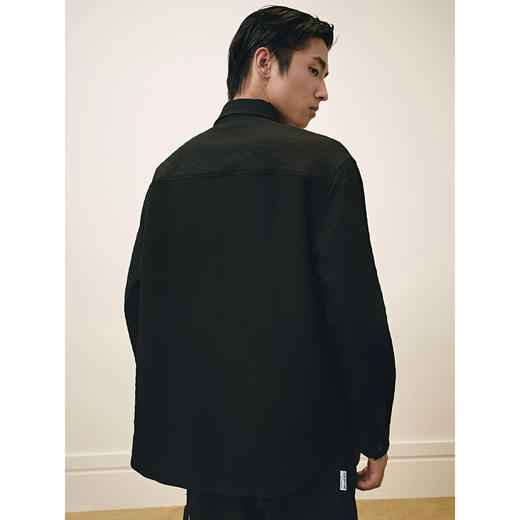 GXG男装 双色泡泡纱口袋设计简约休闲宽松翻领长袖衬衫25春热卖 商品图3